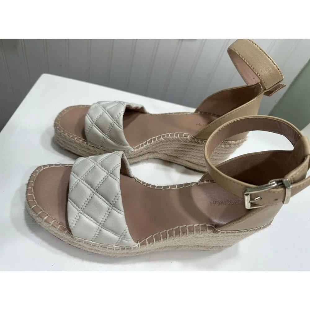 Nordstrom Carmen Espadrille Platform Wedge Sandal Beige Leather Size 8